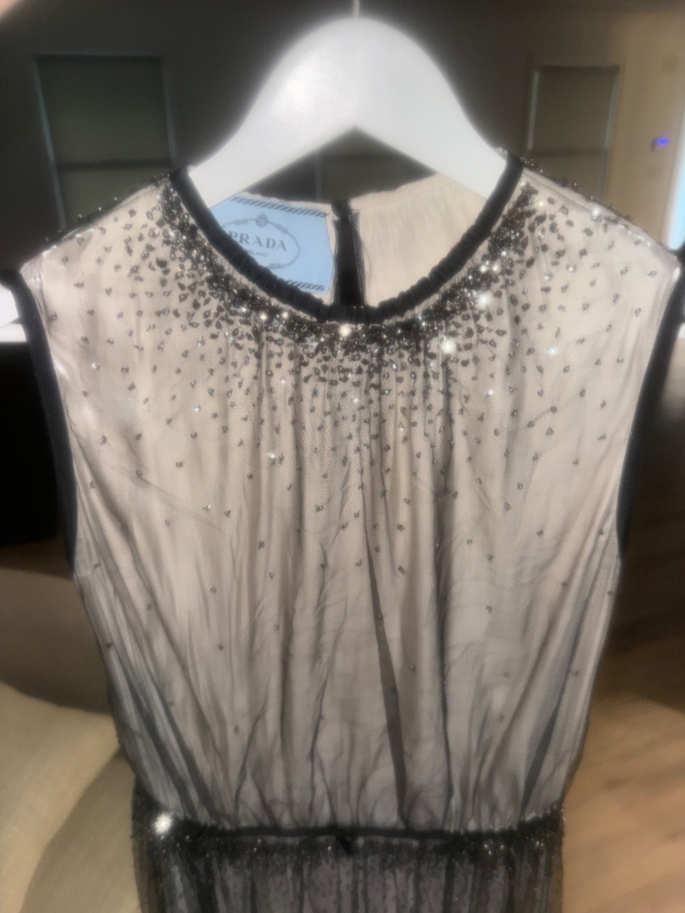 PRADA Embroidered tulle sleeveless midi dress - Picture 8 of 10